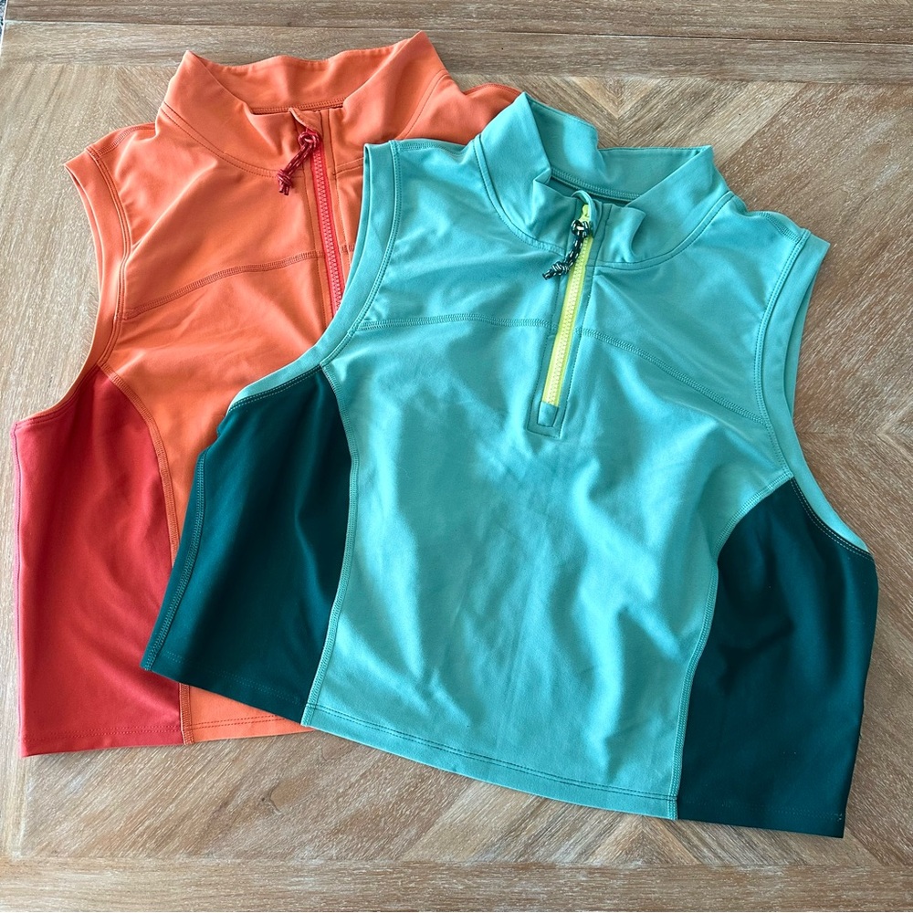 Old Navy PowerSoft Half Zip Sleeveless Cropped Tops